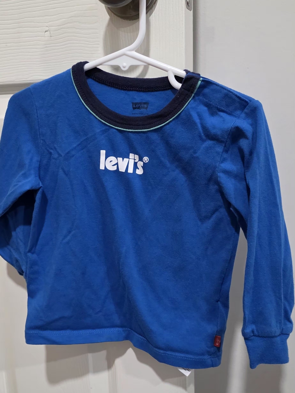 Levi's Royal Blue Long Sleeve Logo Tee with Contrast Neck